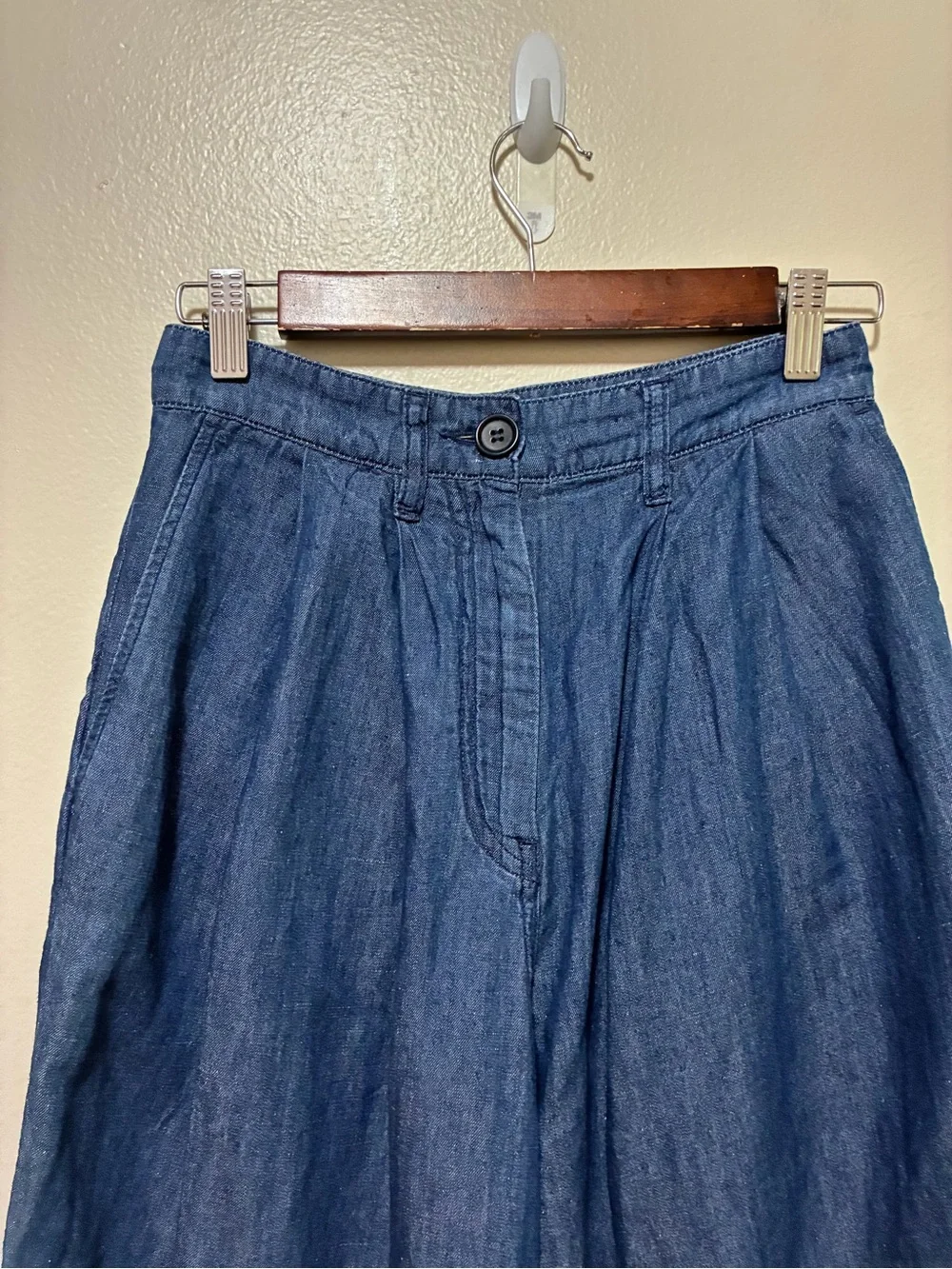 COS High Rise Pleated Linen Cotton Chambray Denim Pants size 2